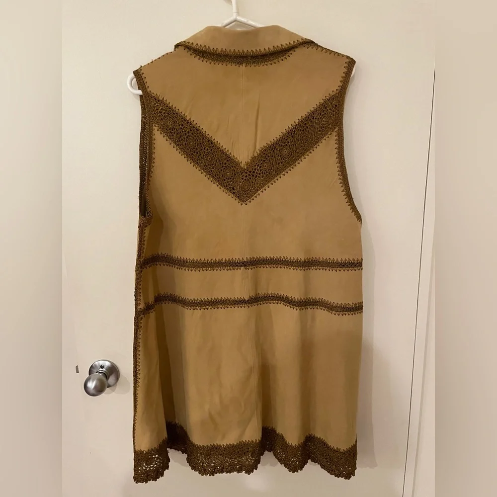Free People suede Mini Dress vest duster crochet NEW - Picture 9 of 10